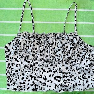 Ruched Corset Cropped Cami Animal Print Top Size XL
